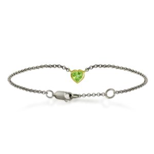 Silver 9ct yellow gold peridot heart bracelet by Scarab Jewellery Studio