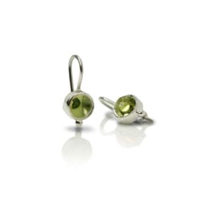 silver peridot drop earrings by Scarab Jewellery Studio