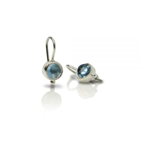 silver blue topaz drop earrings by Scarab Jewellery Studio