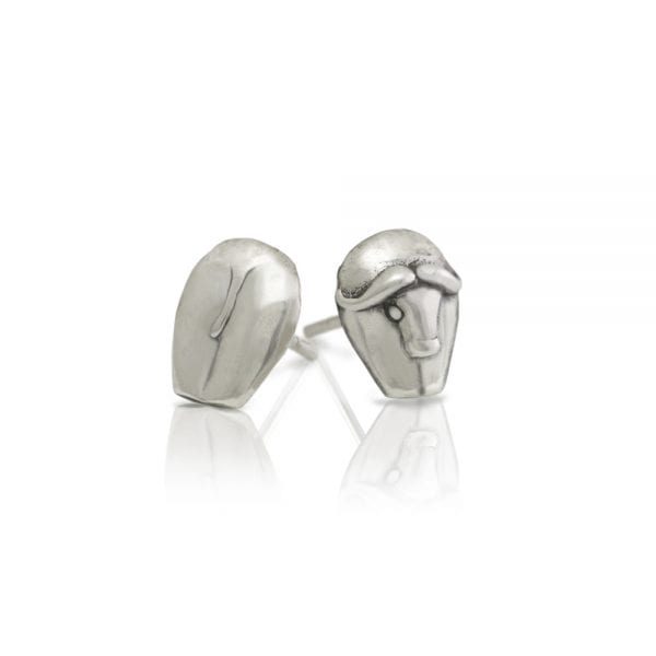 Silver African Buffalo Earrings by Scarab Jewellery Studio