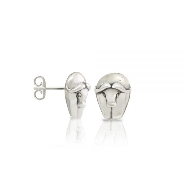 Silver African Buffalo Earrings by Scarab Jewellery Studio