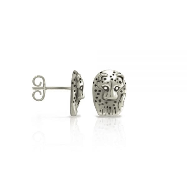 Silver African Leopard Earrings by Scarab Jewellery Studio