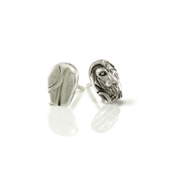 Silver African Lion Earrings by Scarab Jewellery Studio