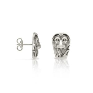 Silver African Lion Earrings by Scarab Jewellery Studio