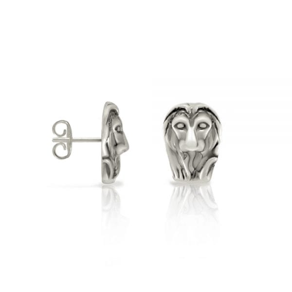 Silver African Lion Earrings by Scarab Jewellery Studio