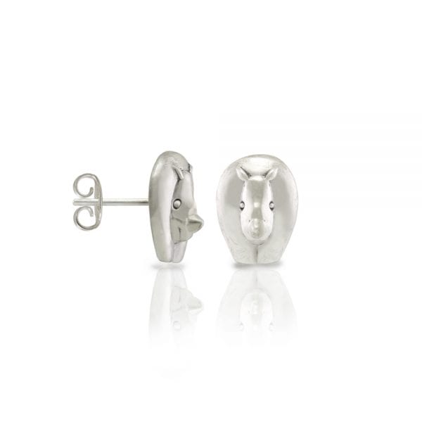 Silver African Rhino Earrings by Scarab Jewellery Studio