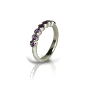 Silver Seven Stone Amethyst Ring by Scarab Jewellery Studio - February Birthstone Jewelry