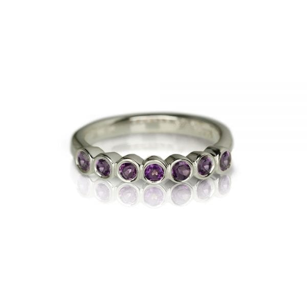 Silver Seven Stone Amethyst Ring by Scarab Jewellery Studio - February Birthstone Jewelry