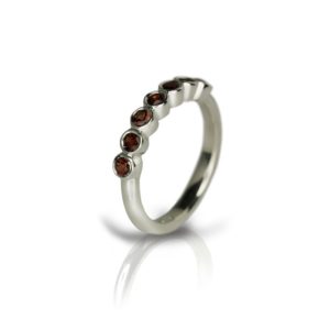 Silver Seven Stone Garnet Ring by Scarab Jewellery Studio