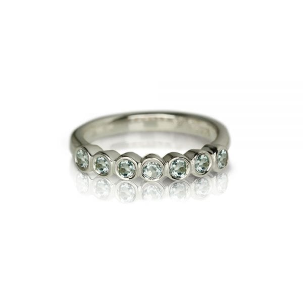 Silver Seven Stone blue topaz Ring by Scarab Jewellery Studio