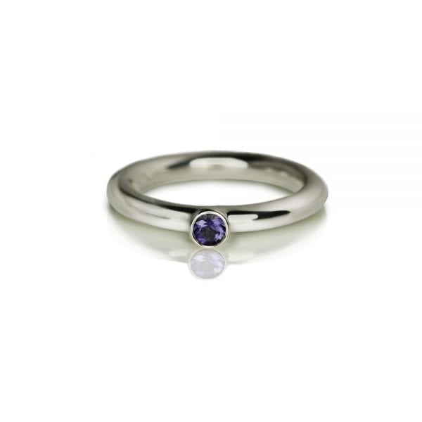 Silver Iolite Flute Ring by Scarab Jewellery Studio