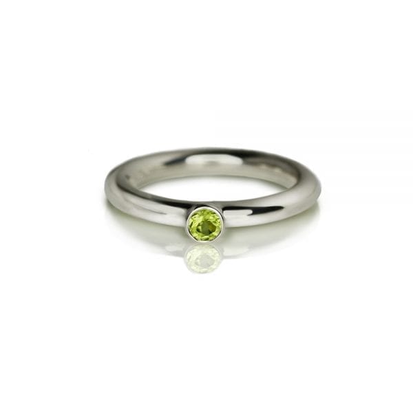 Silver Peridot Flute Ring by Scarab Jewellery Studio