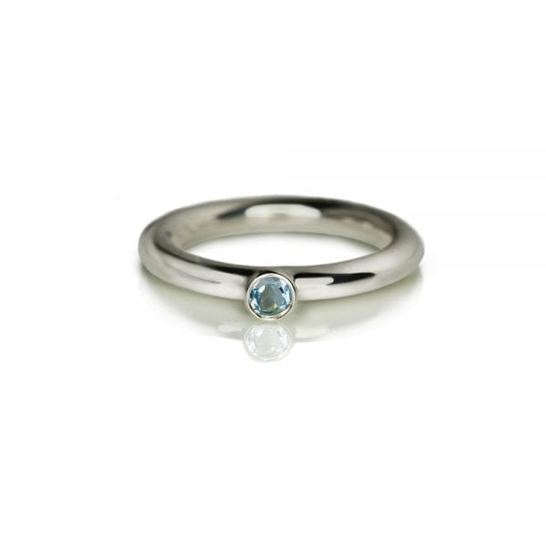 Silver Blue Topaz Flute Ring by Scarab Jewellery Studio