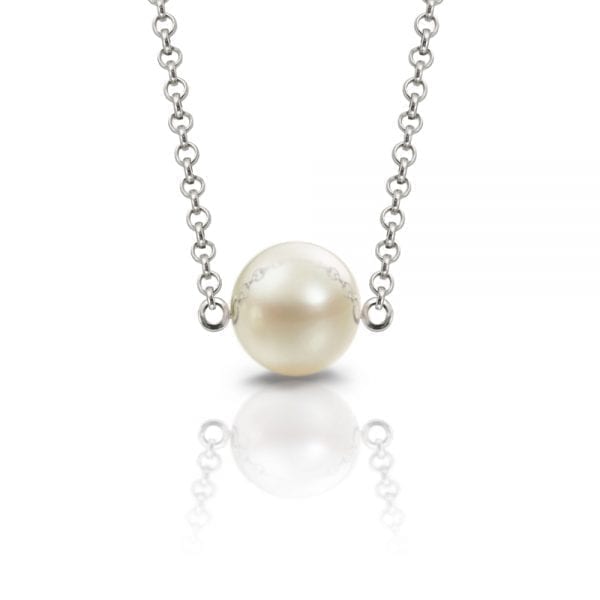 single round cultured pearl necklace friendship pendant by Scarab Jewellery Studio