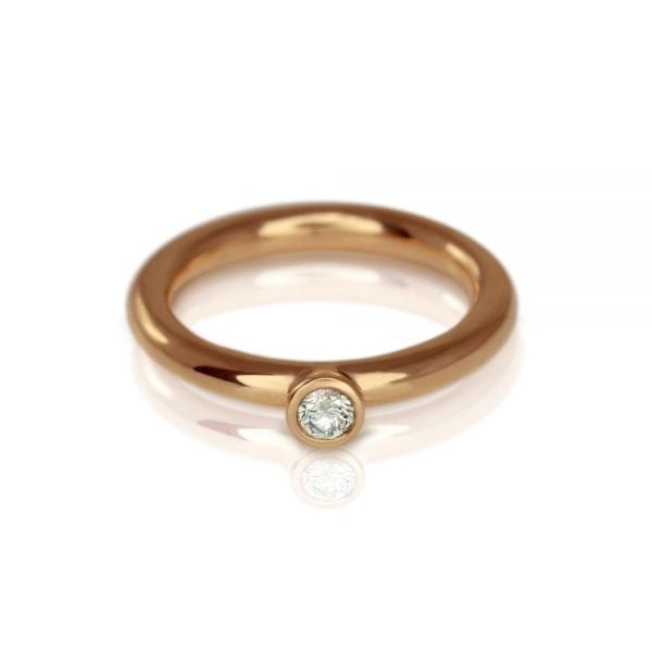 Rose Gold Diamond Flute Ring by Scarab Jewellery Studio
