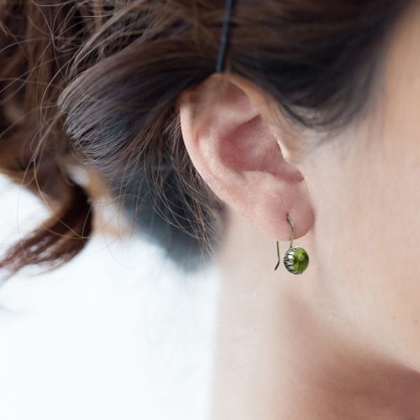 Daisy Peridot Cabochon Drop Earrings by Scarab Jewellery Studio
