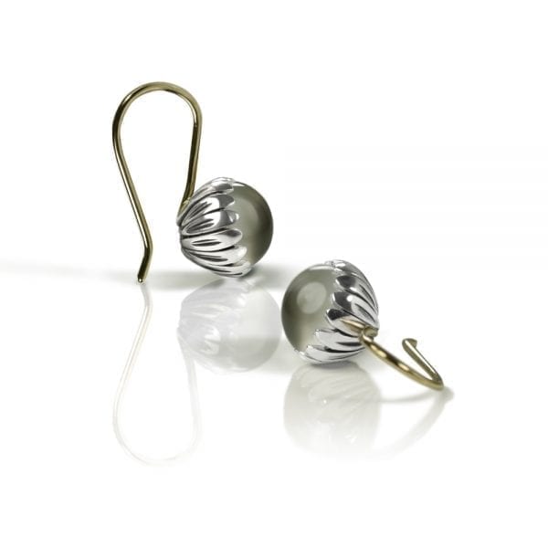 Daisy Moonstone Cabochon Drop Earrings by Scarab Jewellery Studio