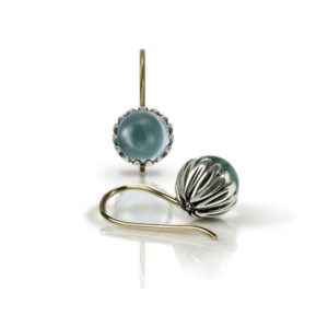 Daisy Blue Topaz Cabochon Drop Earrings by Scarab Jewellery Studio