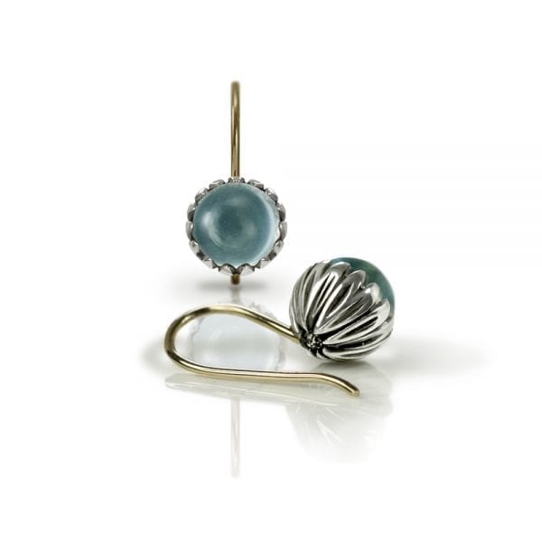 Daisy Blue Topaz Cabochon Drop Earrings by Scarab Jewellery Studio