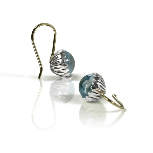 Daisy Blue Topaz Cabochon Drop Earrings by Scarab Jewellery Studio