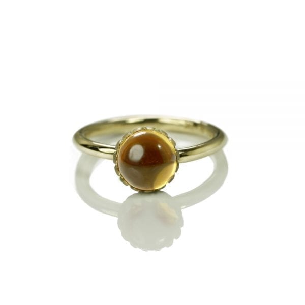 Daisy Citrine Cabochon Gold Ring by Scarab Jewellery Studio
