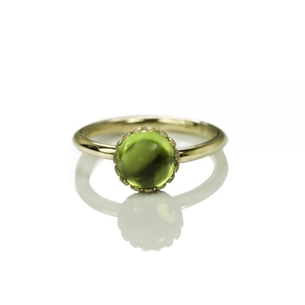 Daisy Peridot Cabochon Gold Ring by Scarab Jewellery Studio