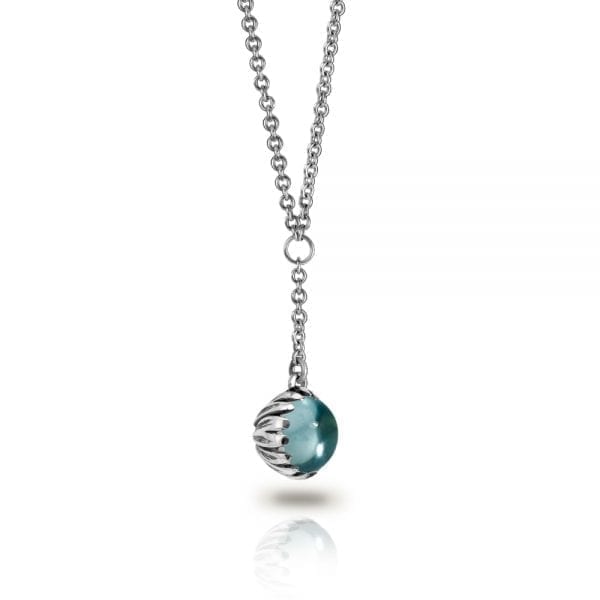 Silver Blue Topaz Daisy Drop Pendant by Scarab Jewellery Studio
