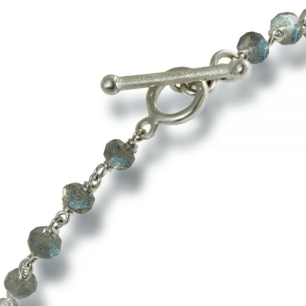 Blue Topaz Labradorite Bracelet with silver wirework by Scarab Jewellery studio