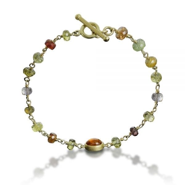 mandarin garnet natural sapphire bracelet by Scarab Jewellery Studio
