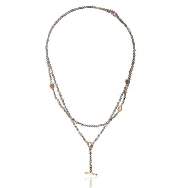 rose gold scarab labradorite faceted bead necklace by Scarab Jewellery Studio