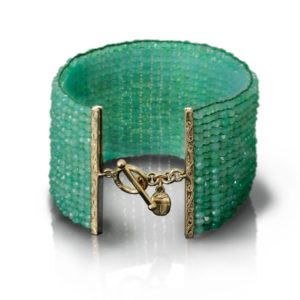 Green Chrysoprase Woven Cuff Bracelet by Scarab Jewellery Studio