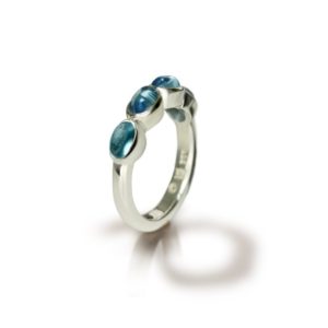 Silver Ring Four Blue Topaz Oval Cabochons by Scarab Jewellery Studio