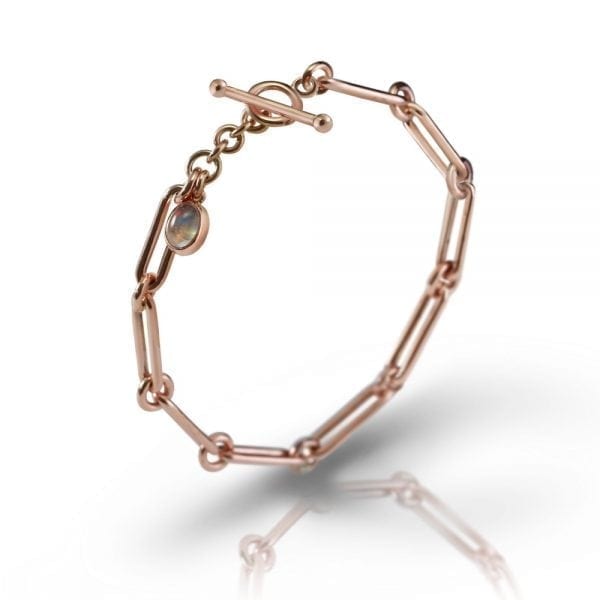 Rose Gold Link Moonstone Bracelet by Scarab Jewellery Studio