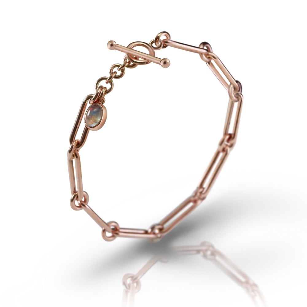 Rose Gold Link Moonstone Bracelet by Scarab Jewellery Studio