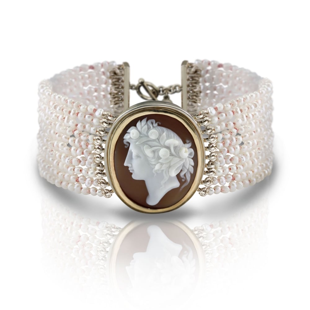 Seed Pearl Cameo Bracelet by Scarab Jewellery Studio