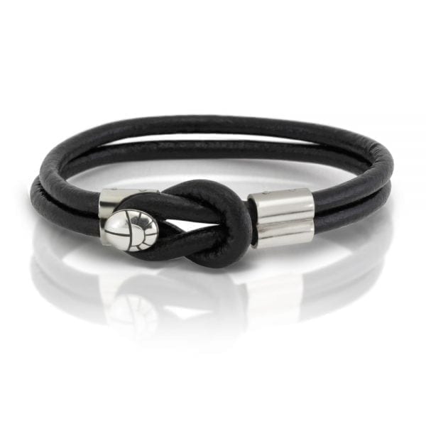 Silver Leather Mens Bracelet by Scarab Jewellery Studio