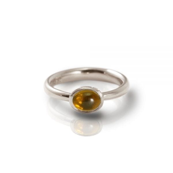 Secret Scarab Oval Citrine Silver Ring by Scarab Jewellery Studio