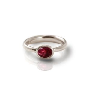 Secret Scarab Oval Garnet Silver Ring by Scarab Jewellery Studio