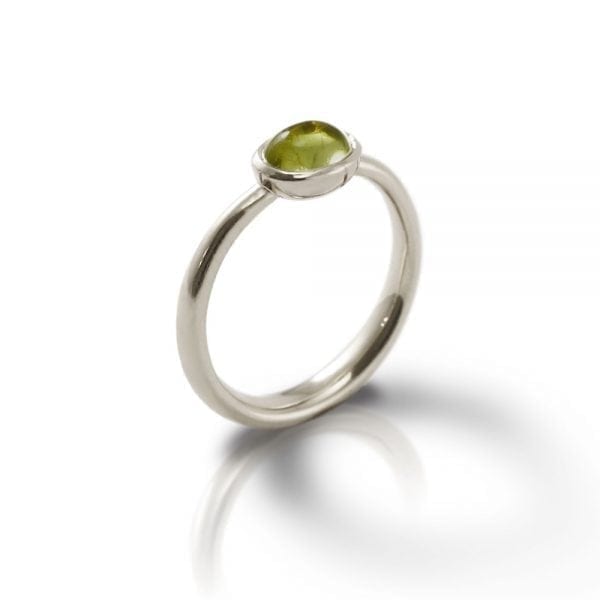 Secret Scarab Oval Peridot Silver Ring by Scarab Jewellery Studio