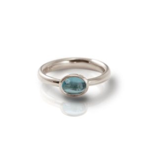 Secret Scarab Oval Blue Topaz Silver Ring by Scarab Jewellery Studio