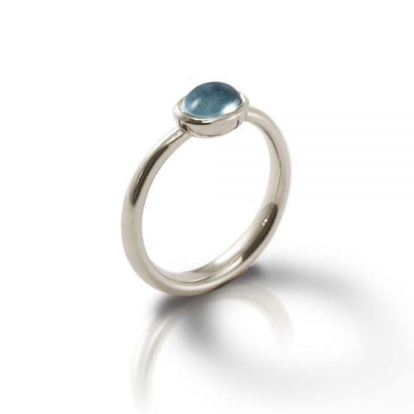 Secret Scarab Oval Blue Topaz Silver Ring by Scarab Jewellery Studio