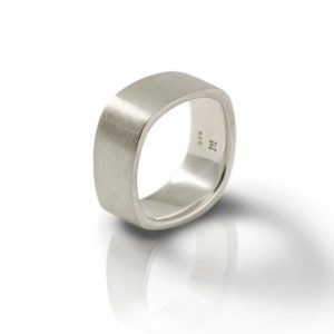 Mens Solid Silver Soft Square Ring by Scarab Jewellery Studio