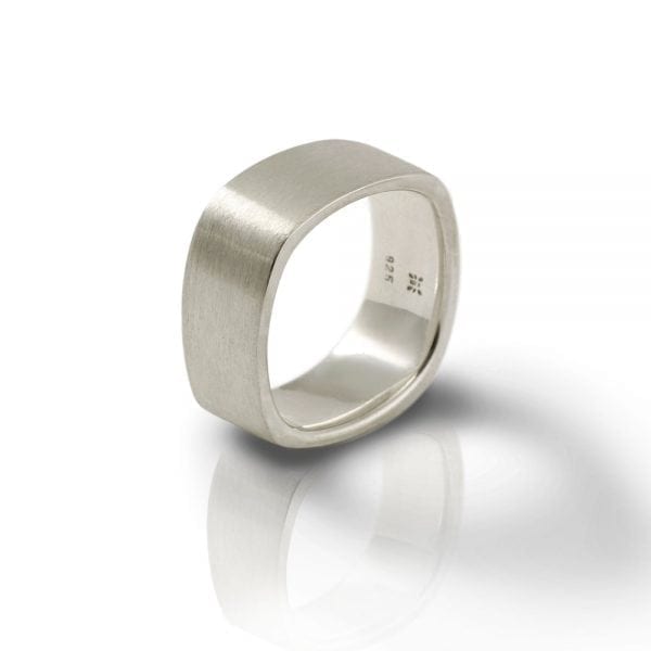 Mens Solid Silver Soft Square Ring by Scarab Jewellery Studio