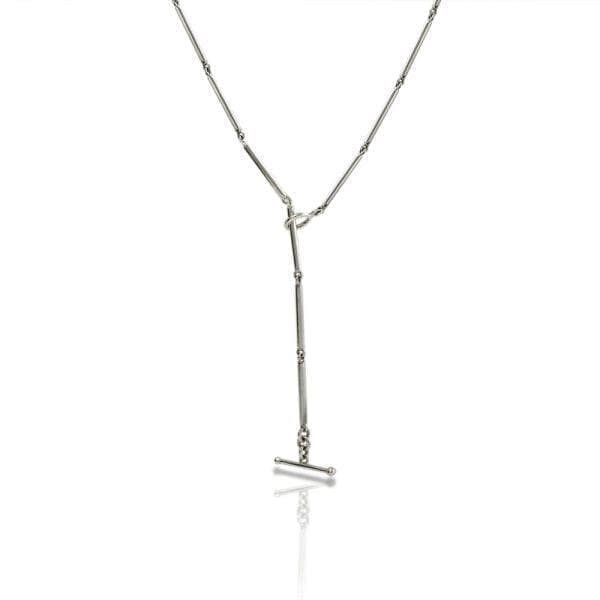 Silver Long Round Bar Link Chain Necklace by Scarab Jewellery Studio