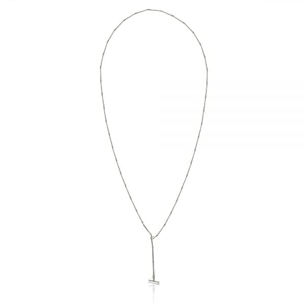 Silver Long Round Bar Link Chain Necklace by Scarab Jewellery Studio