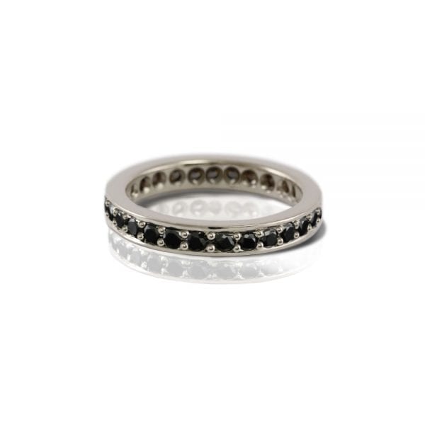 white gold eternity band black diamonds by Scarab Jewellery Studio