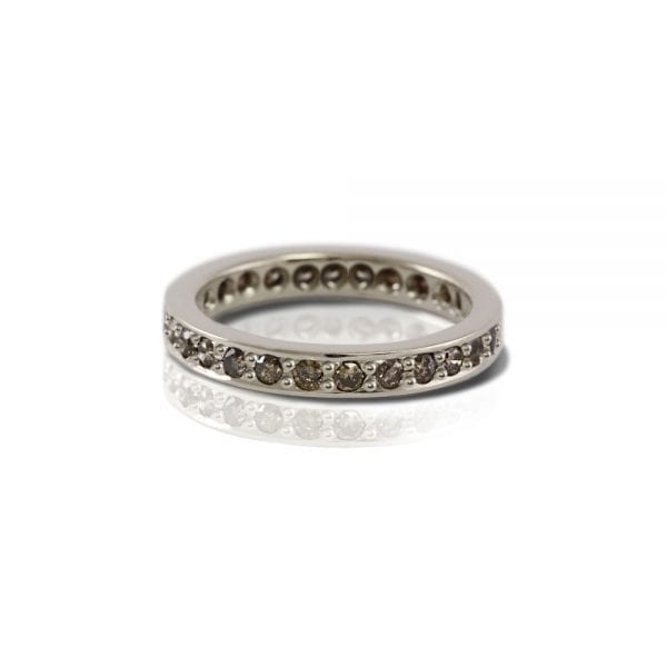 white gold eternity band cognac diamonds by Scarab Jewellery Studio