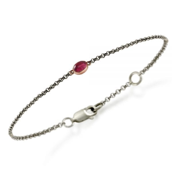 Pink Tourmaline Cabochon Bracelet by Scarab Jewellery Studio