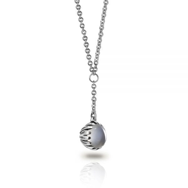 Silver Moonstone Daisy Drop Pendant by Scarab Jewellery Studio