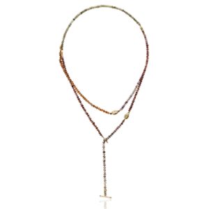Natural Sapphire Faceted Rainbow Bead Necklace by Scarab Jewellery Studio